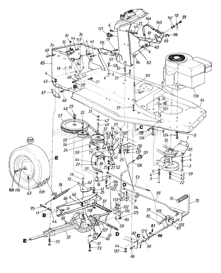 Page G Diagram and Parts List for 134Y470F336 1994 MTD Lawn Tractor