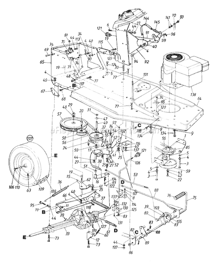 Page H Diagram and Parts List for 134Y472F000 1994 MTD Lawn Tractor