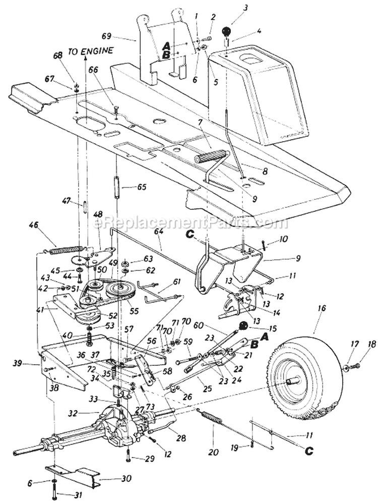 Page E Diagram and Parts List for 135-501-371 1985 MTD Lawn Tractor