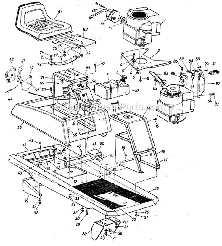 Page C Diagram and Parts List for 135-504-120 1985 MTD Lawn Tractor