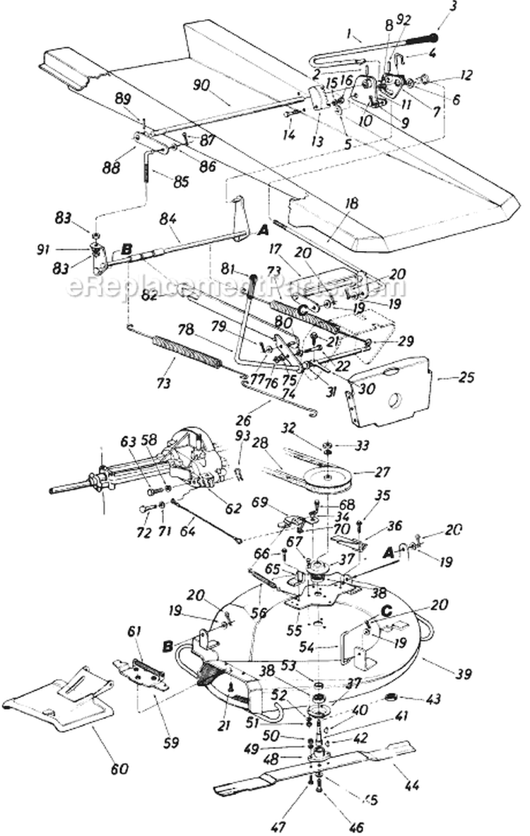 Page C Diagram and Parts List for 135-510-372 1985 MTD Lawn Tractor