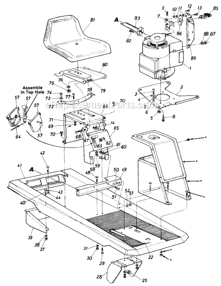 Page B Diagram and Parts List for 135-511-054 1985 MTD Lawn Tractor