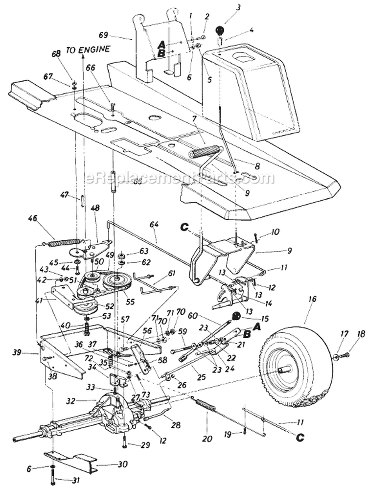 Page C Diagram and Parts List for 135-511-054 1985 MTD Lawn Tractor