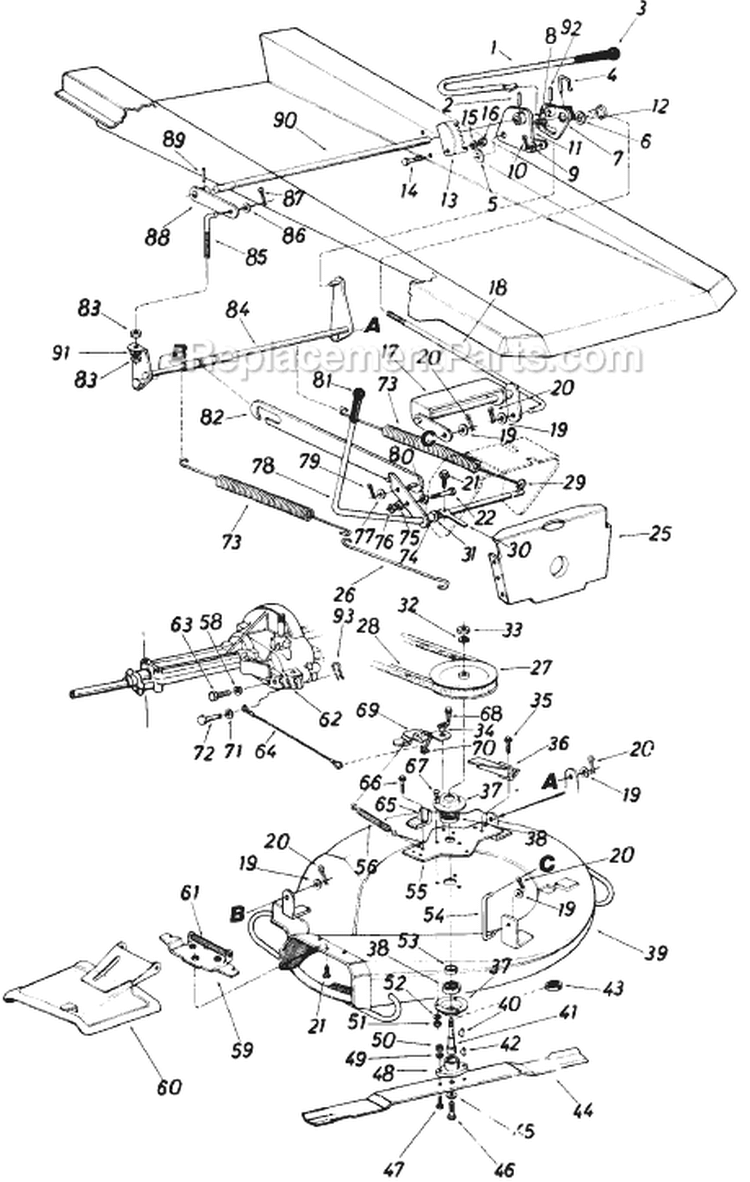 Page F Diagram and Parts List for 135-511-054 1985 MTD Lawn Tractor