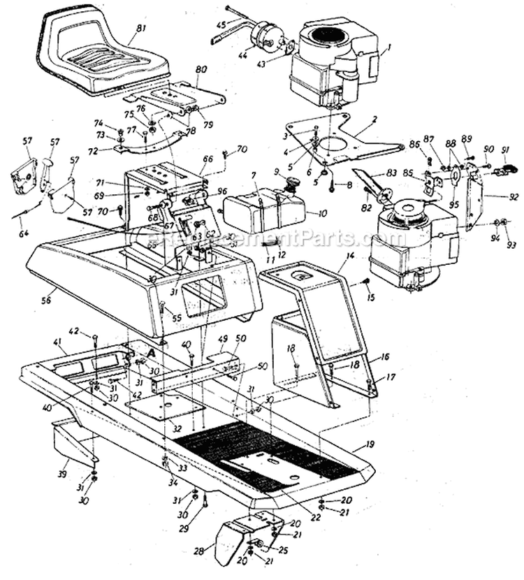 Page C Diagram and Parts List for 135-518-138 1985 MTD Lawn Tractor