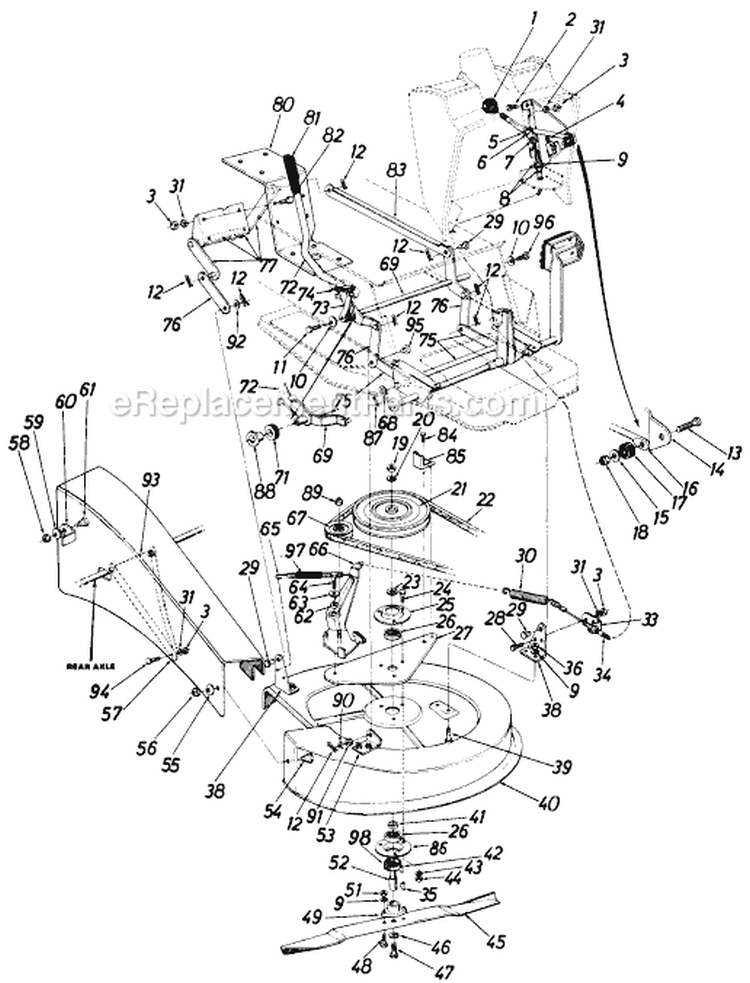 Page F Diagram and Parts List for 135-529-704 1985 MTD Lawn Tractor