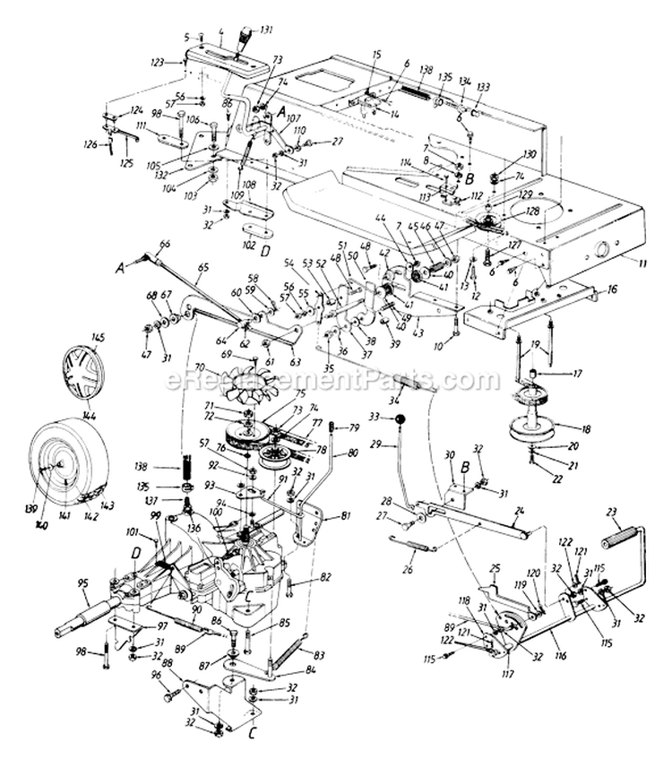 Page G Diagram and Parts List for 135-600-002 1995 MTD Lawn Tractor