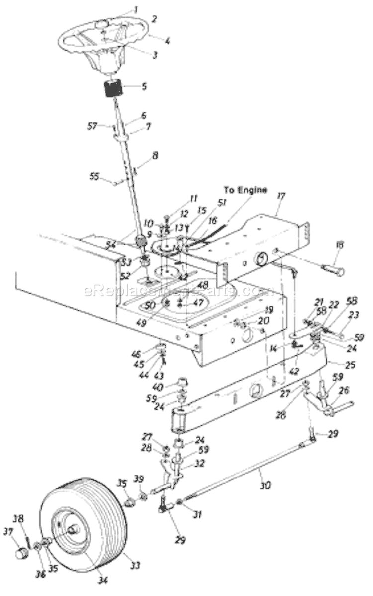 Page H Diagram and Parts List for 135-638P033 1985 MTD Lawn Tractor