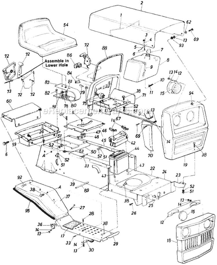 Page C Diagram and Parts List for 135-692-016 1985 MTD Lawn Tractor