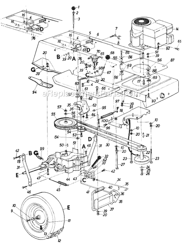 Page D Diagram and Parts List for 135-692-016 1985 MTD Lawn Tractor