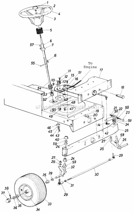 Page Q Diagram and Parts List for 135-698-000 1985 MTD Lawn Tractor