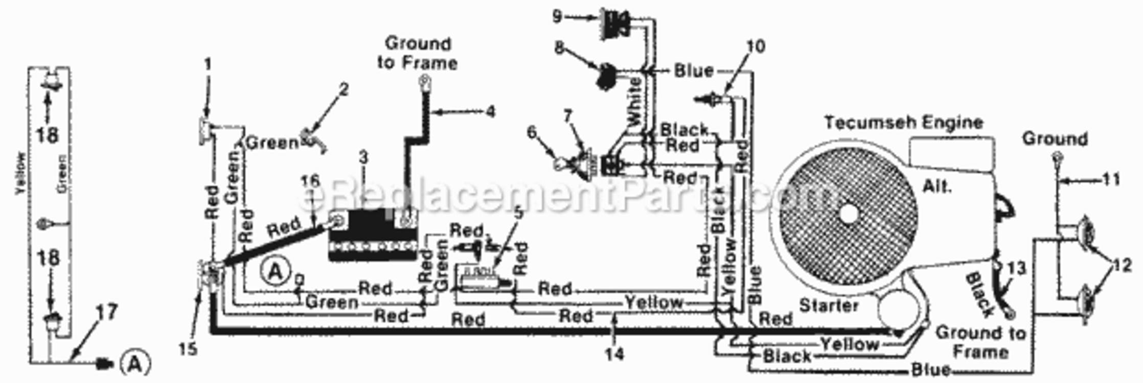 Page D Diagram and Parts List for 135-698-000 1985 MTD Lawn Tractor