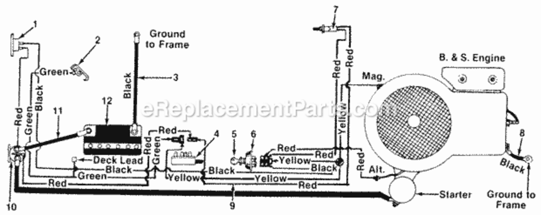 Electrical_Without_Headlights Diagram and Parts List for 135-698-000 1985 MTD Lawn Tractor