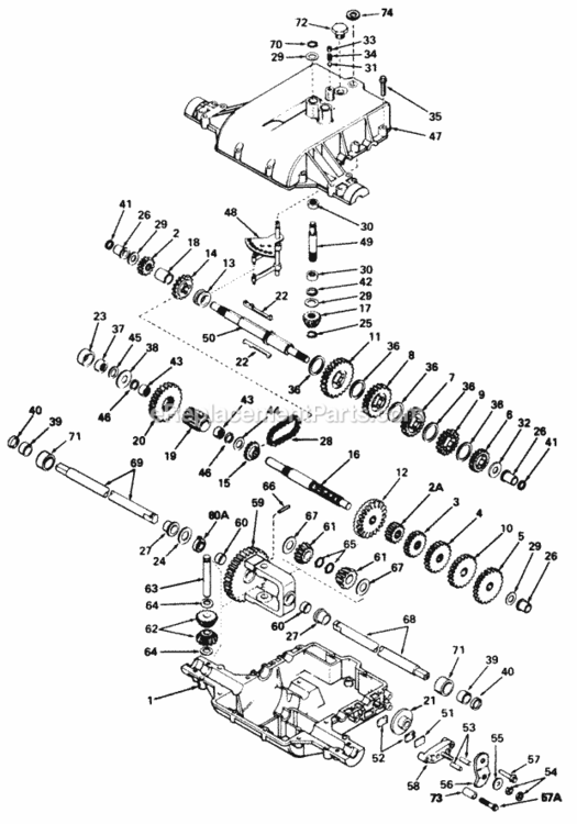 Five_Speed_Transaxle Diagram and Parts List for 135-698-000 1985 MTD Lawn Tractor