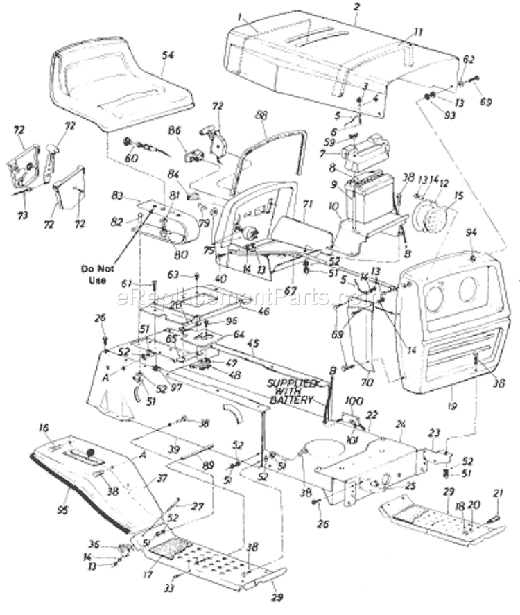 Page C Diagram and Parts List for 135-704-033 1985 MTD Lawn Tractor