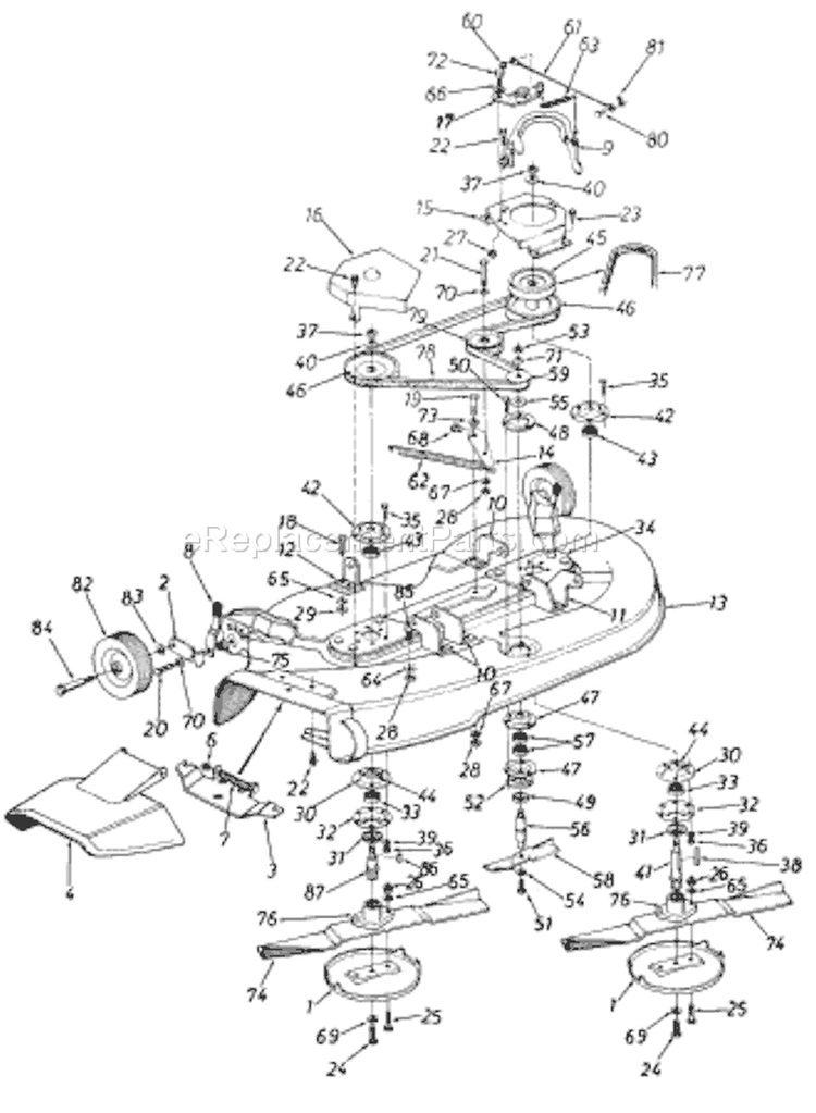 Page F Diagram and Parts List for 135-704-033 1985 MTD Lawn Tractor