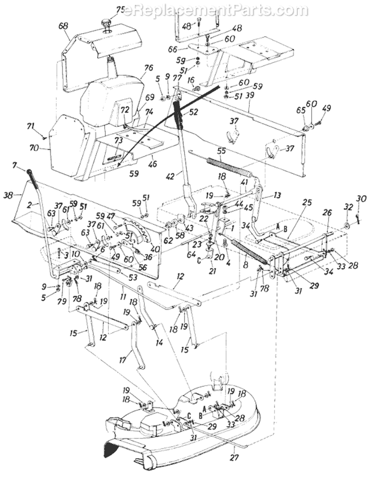 Page D Diagram and Parts List for 135-705-000 1985 MTD Lawn Tractor