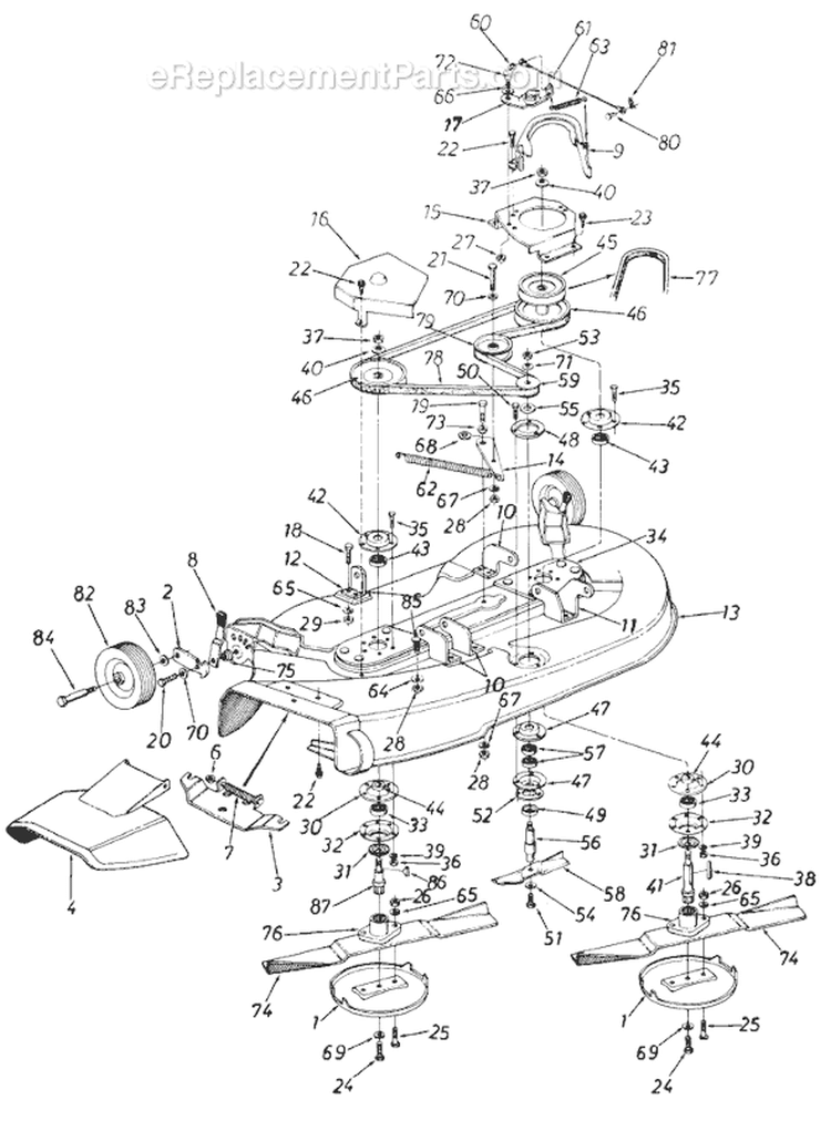 Page E Diagram and Parts List for 135-705-000 1985 MTD Lawn Tractor