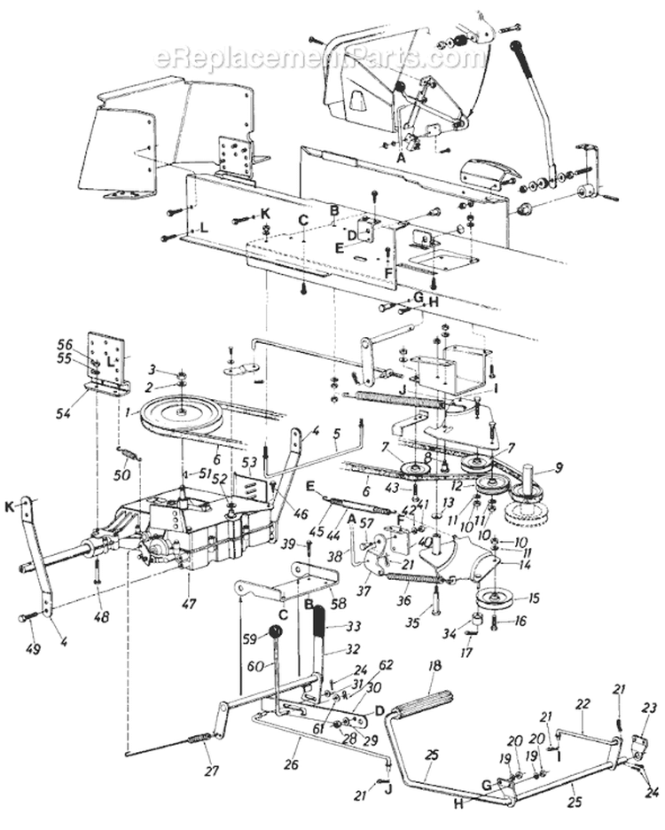 Page B Diagram and Parts List for 135-729-000 1985 MTD Lawn Tractor