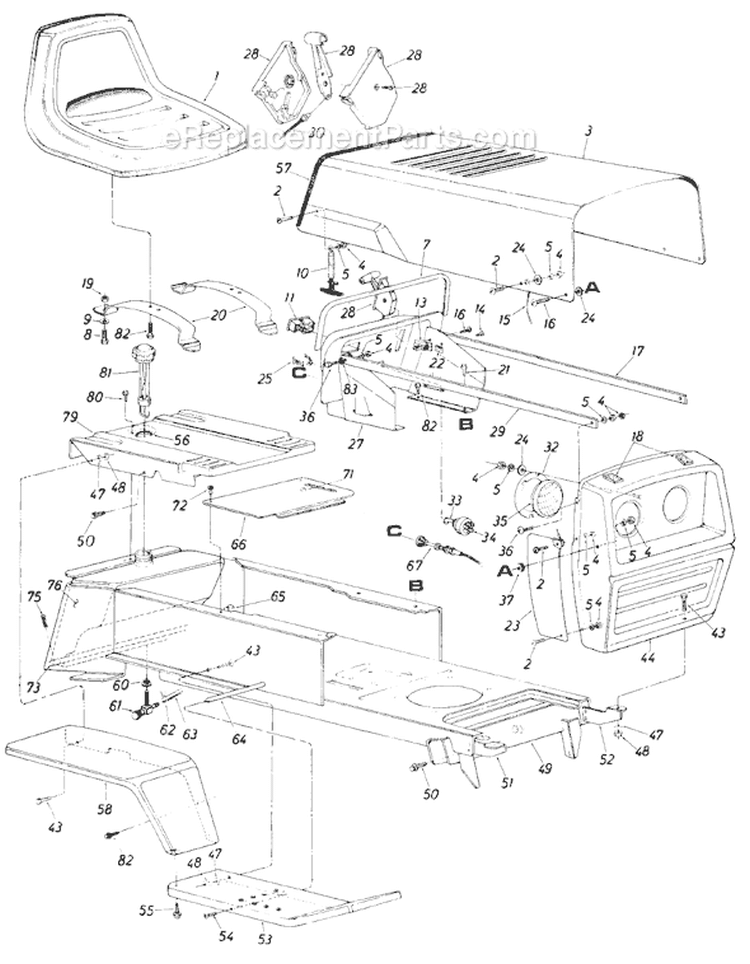 Page B Diagram and Parts List for 135-734-000 1985 MTD Lawn Tractor