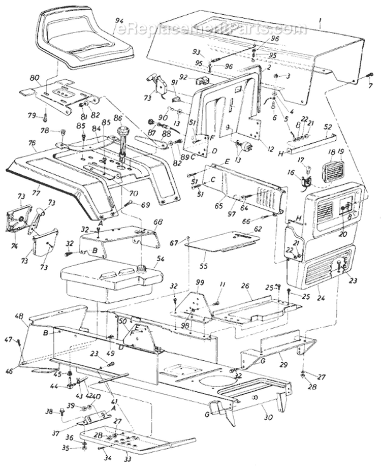 Page B Diagram and Parts List for 135-737-000 1985 MTD Lawn Tractor