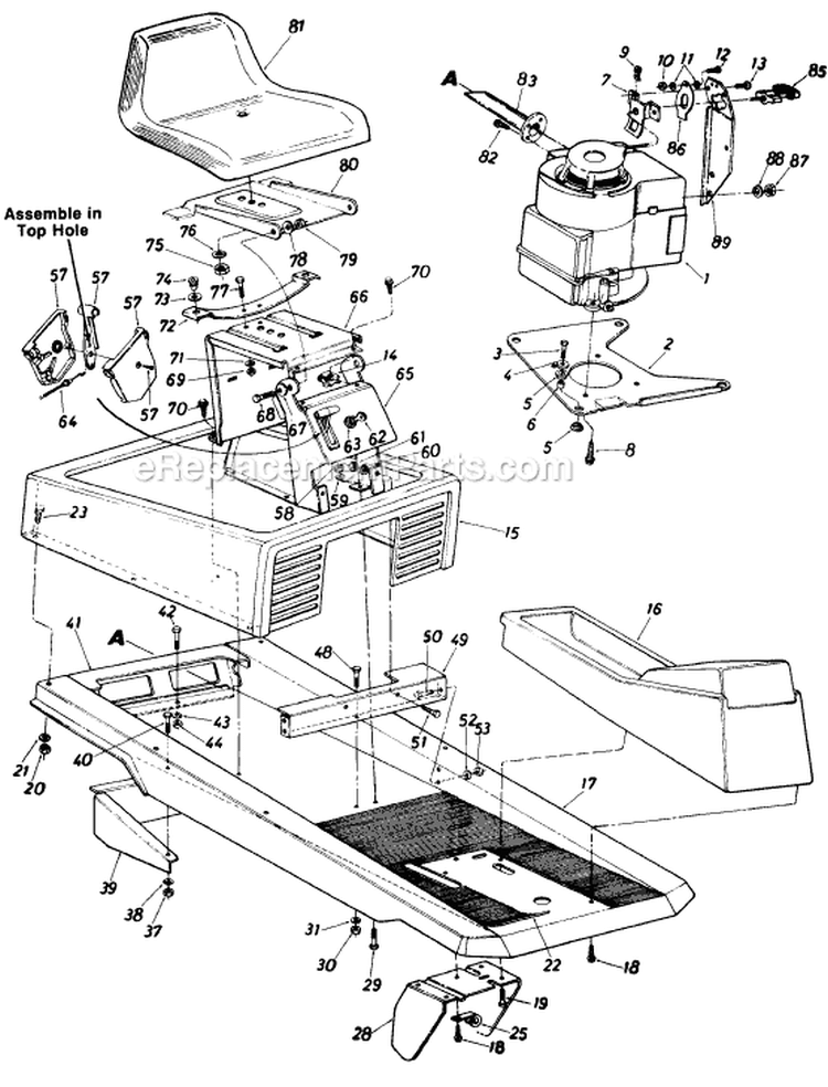 Page B Diagram and Parts List for 13511S 1985 MTD Lawn Tractor