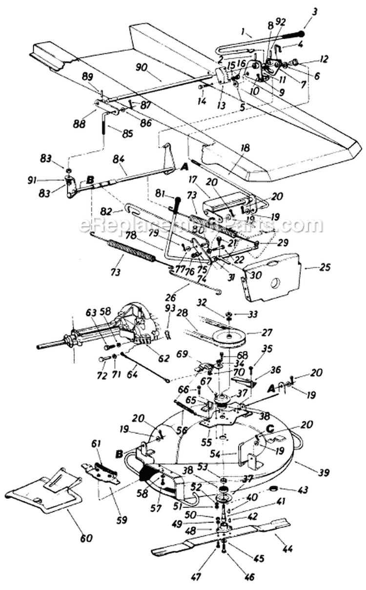 Page C Diagram and Parts List for 13511S 1985 MTD Lawn Tractor