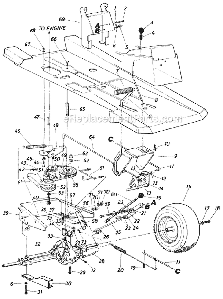 Page D Diagram and Parts List for 13511S 1985 MTD Lawn Tractor