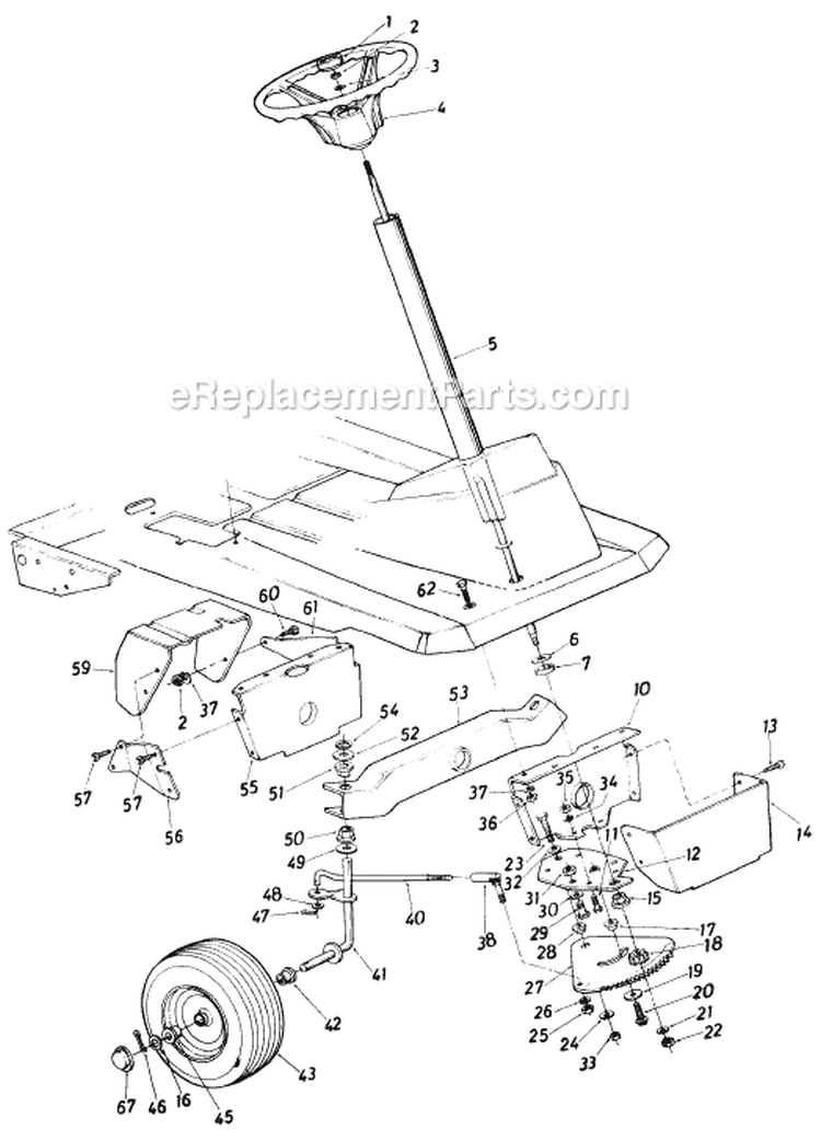 Page E Diagram and Parts List for 13511S 1985 MTD Lawn Tractor