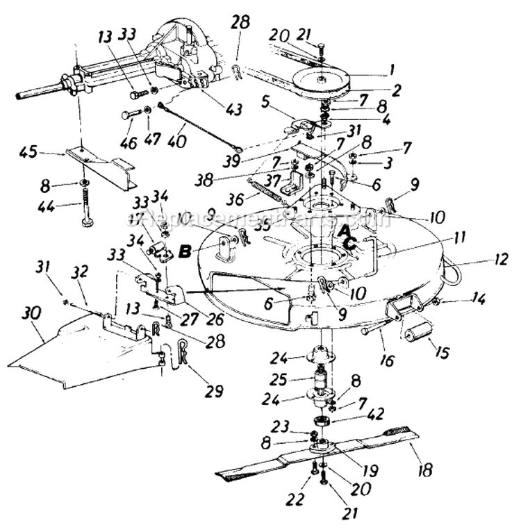 Page A Diagram and Parts List for 13513C 1986 MTD Lawn Tractor