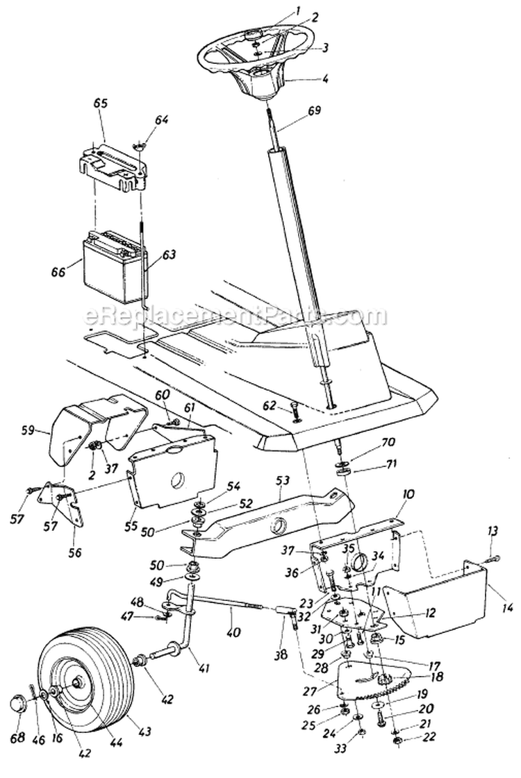 Page F Diagram and Parts List for 13513C 1986 MTD Lawn Tractor