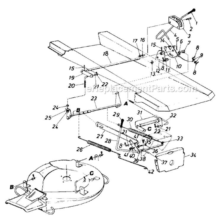 Page C Diagram and Parts List for 13514-9 1989 MTD Lawn Tractor