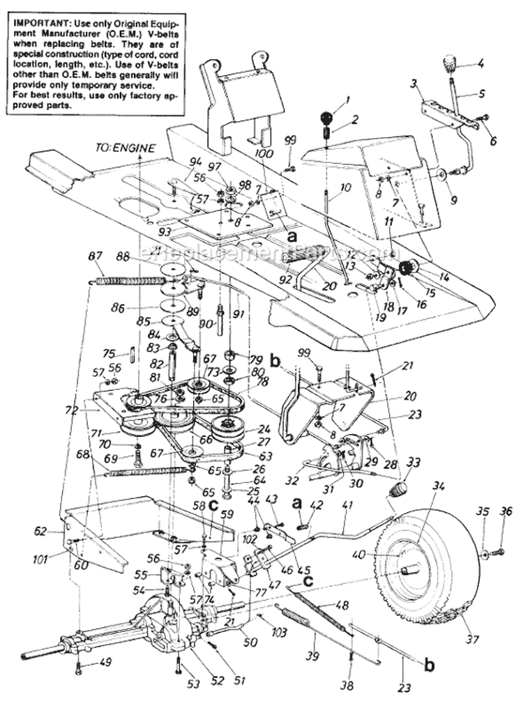 Page E Diagram and Parts List for 13514-9 1989 MTD Lawn Tractor