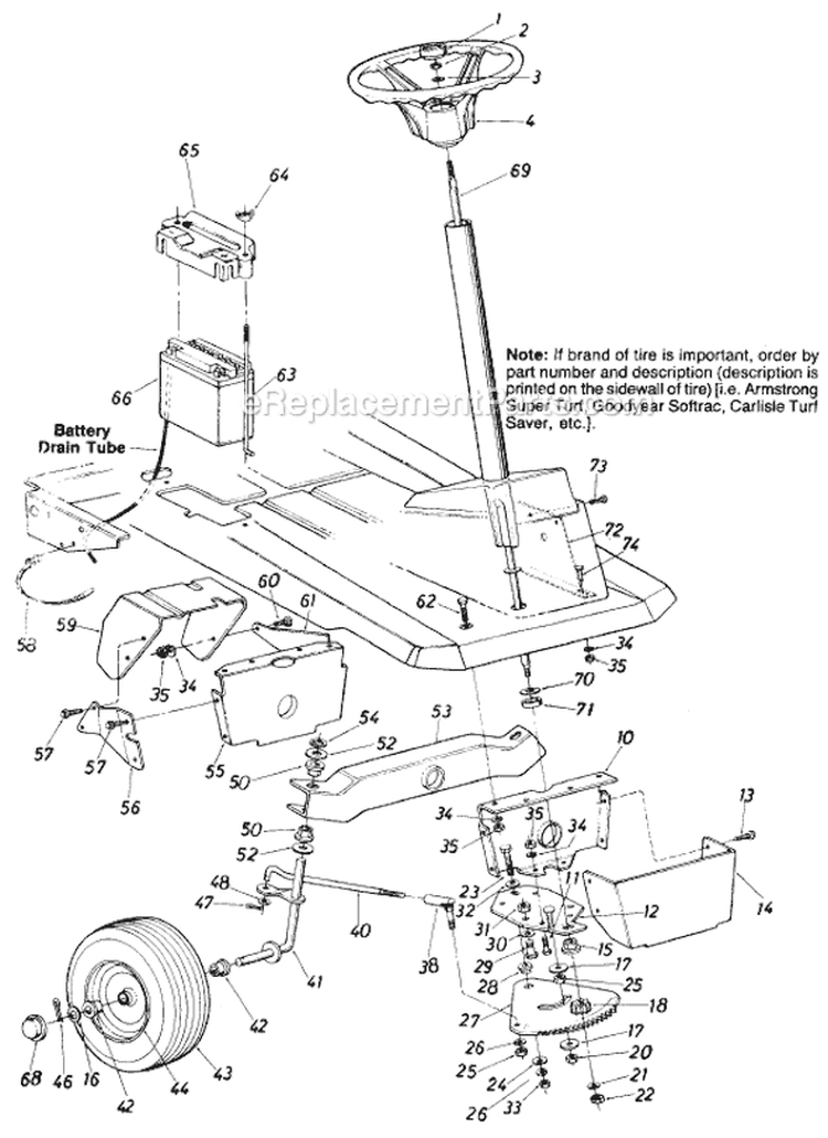 Page F Diagram and Parts List for 13514-9 1989 MTD Lawn Tractor