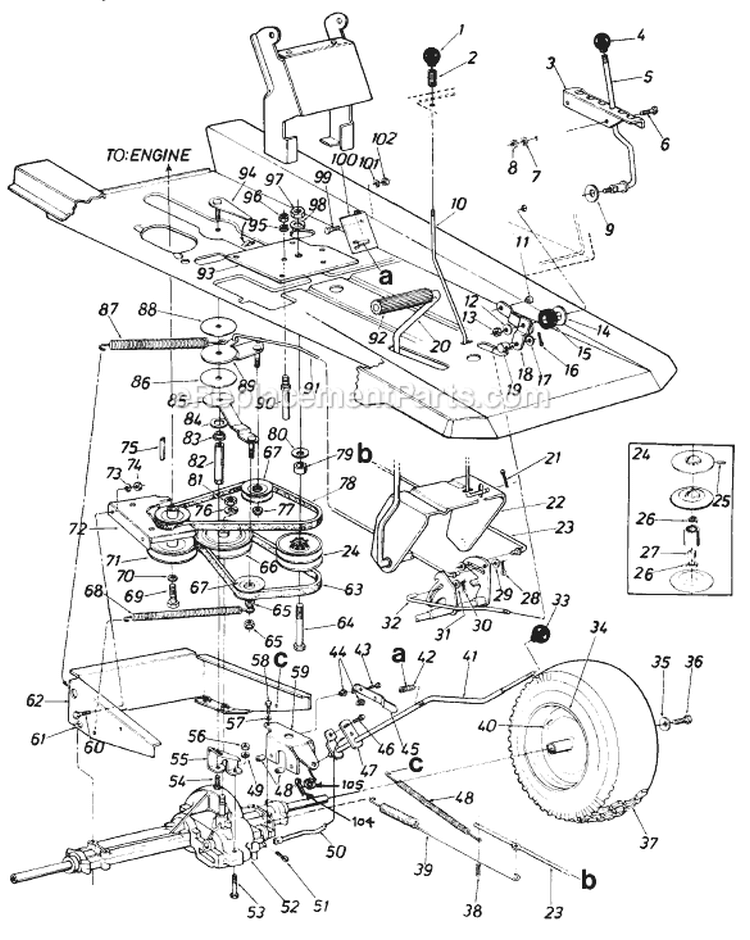 Page E Diagram and Parts List for 13514C 1986 MTD Lawn Tractor