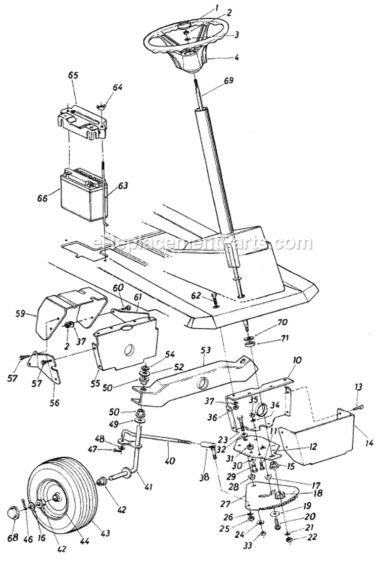 Page F Diagram and Parts List for 13514C 1986 MTD Lawn Tractor