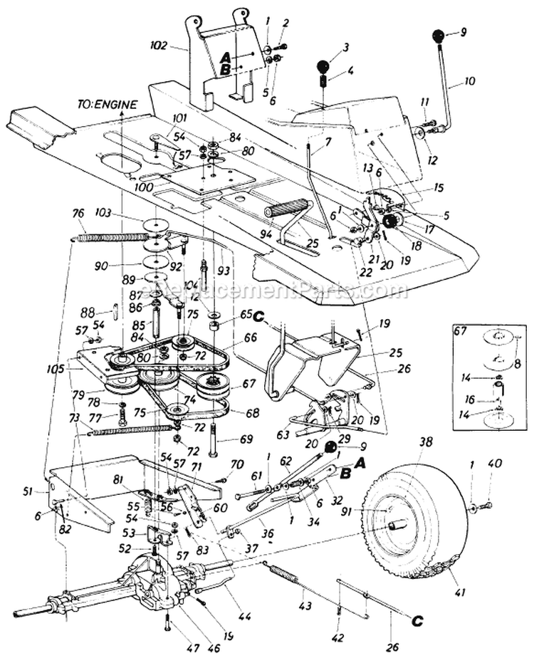 Page C Diagram and Parts List for 13517S 1985 MTD Lawn Tractor