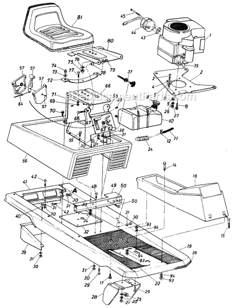 Page D Diagram and Parts List for 13518-7 1987 MTD Lawn Tractor