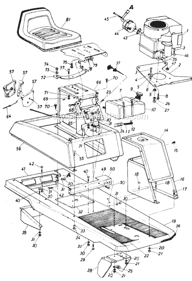 Page E Diagram and Parts List for 13518-8 1988 MTD Lawn Tractor