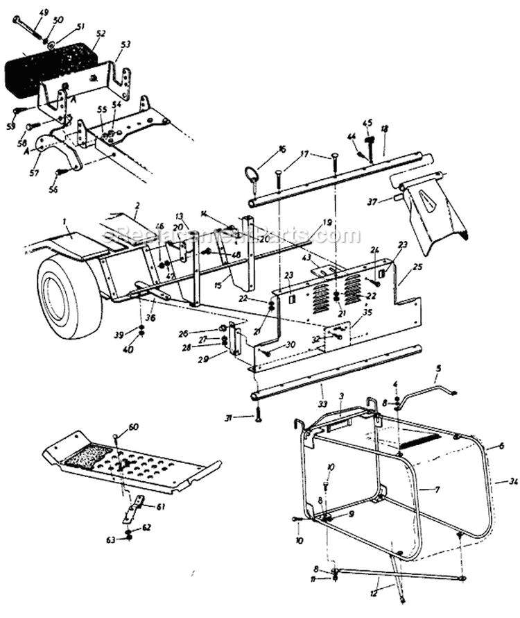 Page D Diagram and Parts List for 13565-8 1988 MTD Lawn Tractor