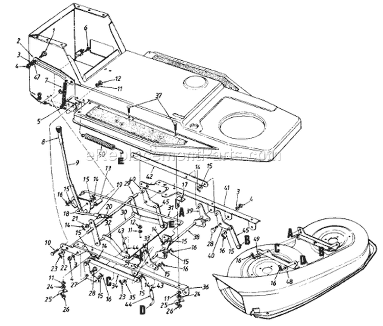 Page B Diagram and Parts List for 135C450F033 1995 MTD Lawn Tractor