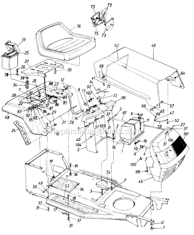 Page E Diagram and Parts List for 135C451E000 1995 MTD Lawn Tractor