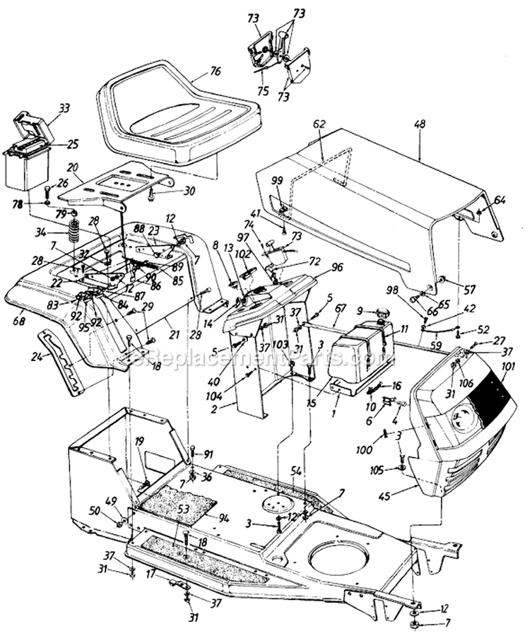 Page E Diagram and Parts List for 135C451F706 1995 MTD Lawn Tractor