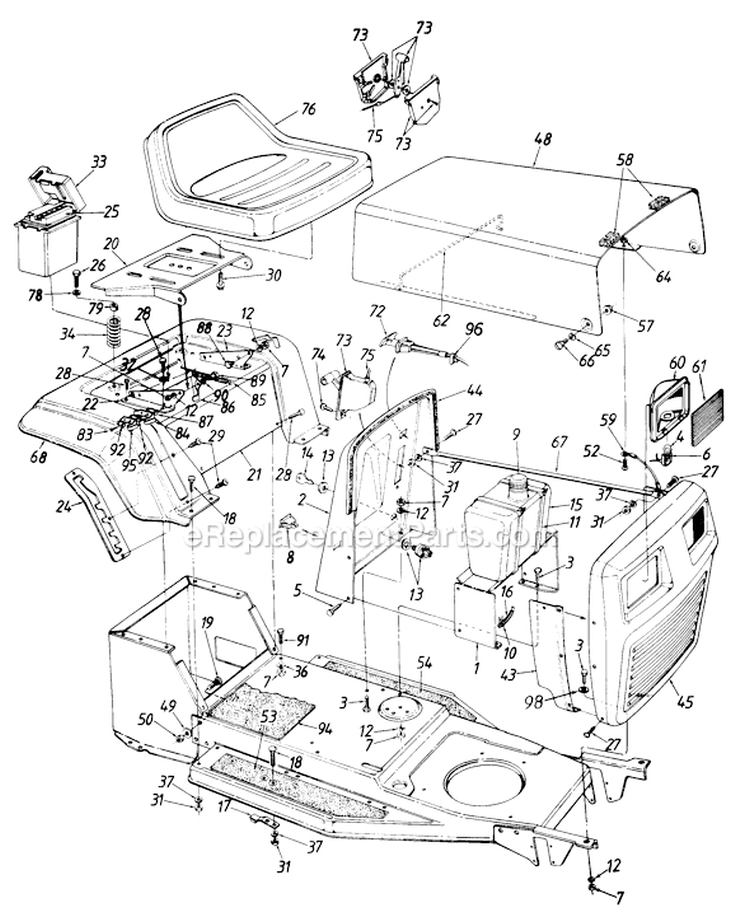 Page E Diagram and Parts List for 135C452E002 1995 MTD Lawn Tractor