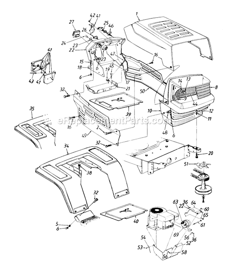 Page F Diagram and Parts List for 135G675G301 1995 MTD Lawn Tractor