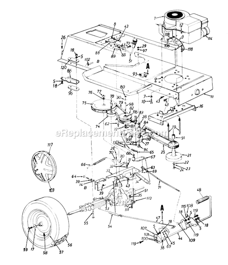 Page D Diagram and Parts List for 135H660F729 1995 MTD Lawn Tractor
