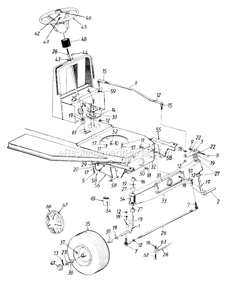 Page F Diagram and Parts List for 135L471F301 1995 MTD Lawn Tractor