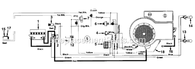 Page C Diagram and Parts List for 135L673G000 1995 MTD Lawn Tractor