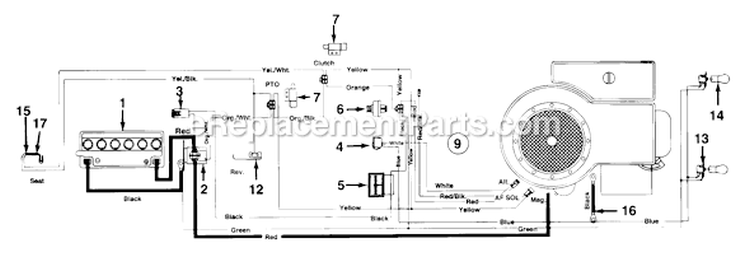 Page C Diagram and Parts List for 135M675G705 1995 MTD Lawn Tractor