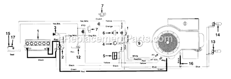 Page C Diagram and Parts List for 135M678G131 1995 MTD Lawn Tractor